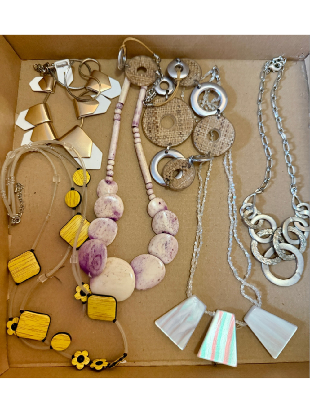 6 pc Women's Unbranded Silver Tone Chunky Boho Necklaces
